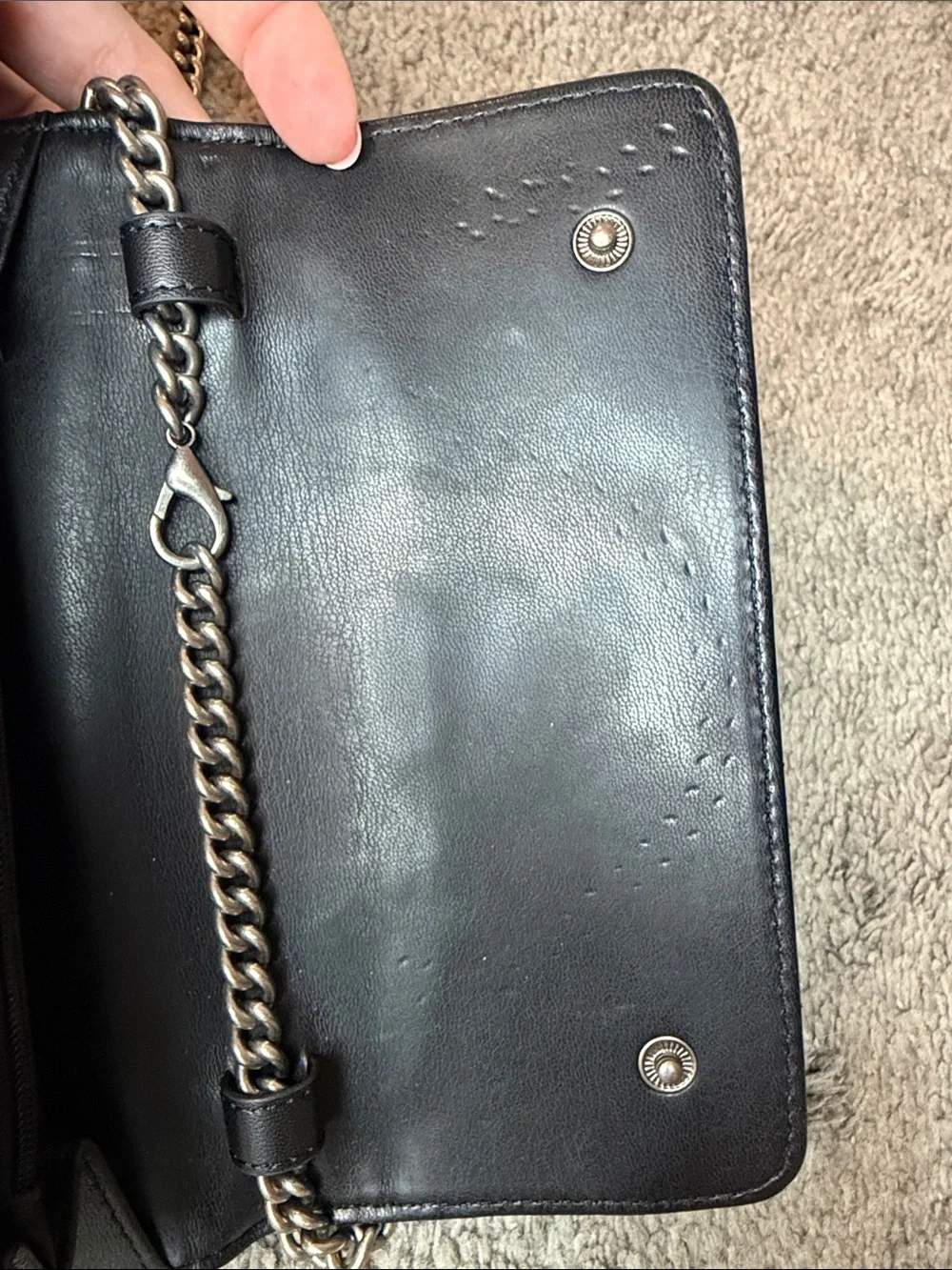 Kurt Geiger Black Quilted Crossbody with Silver Padlock